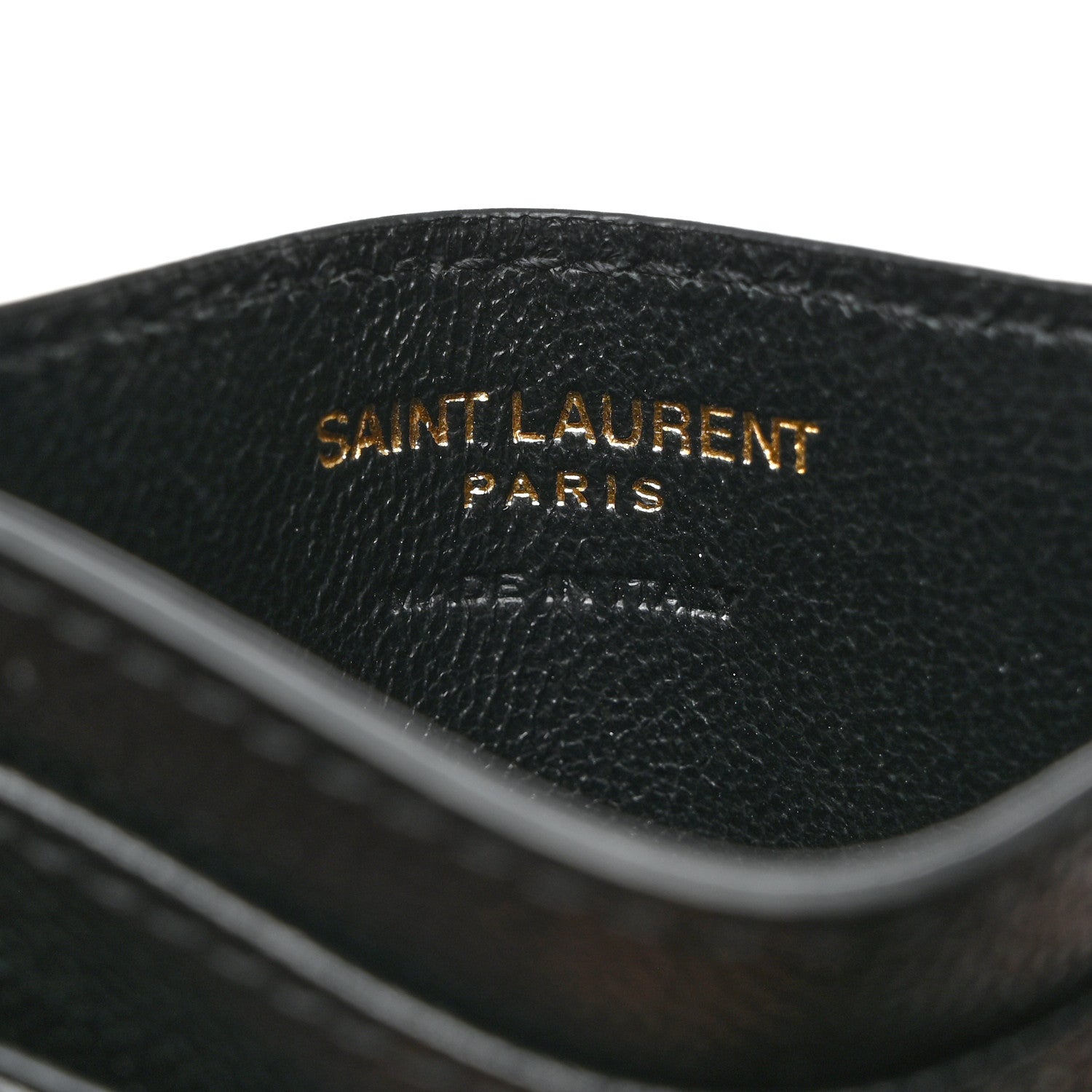 Saint Laurent Grain De Poudre Matelasse Chevron Monogram Credit Card Case Black 6 of 8