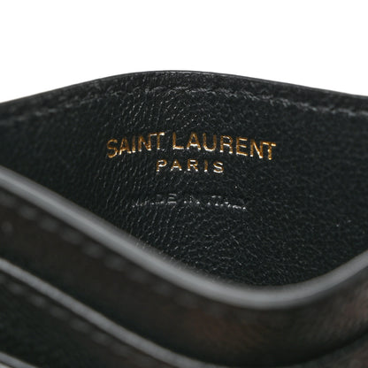 Saint Laurent Grain De Poudre Matelasse Chevron Monogram Credit Card Case Black 6 of 8