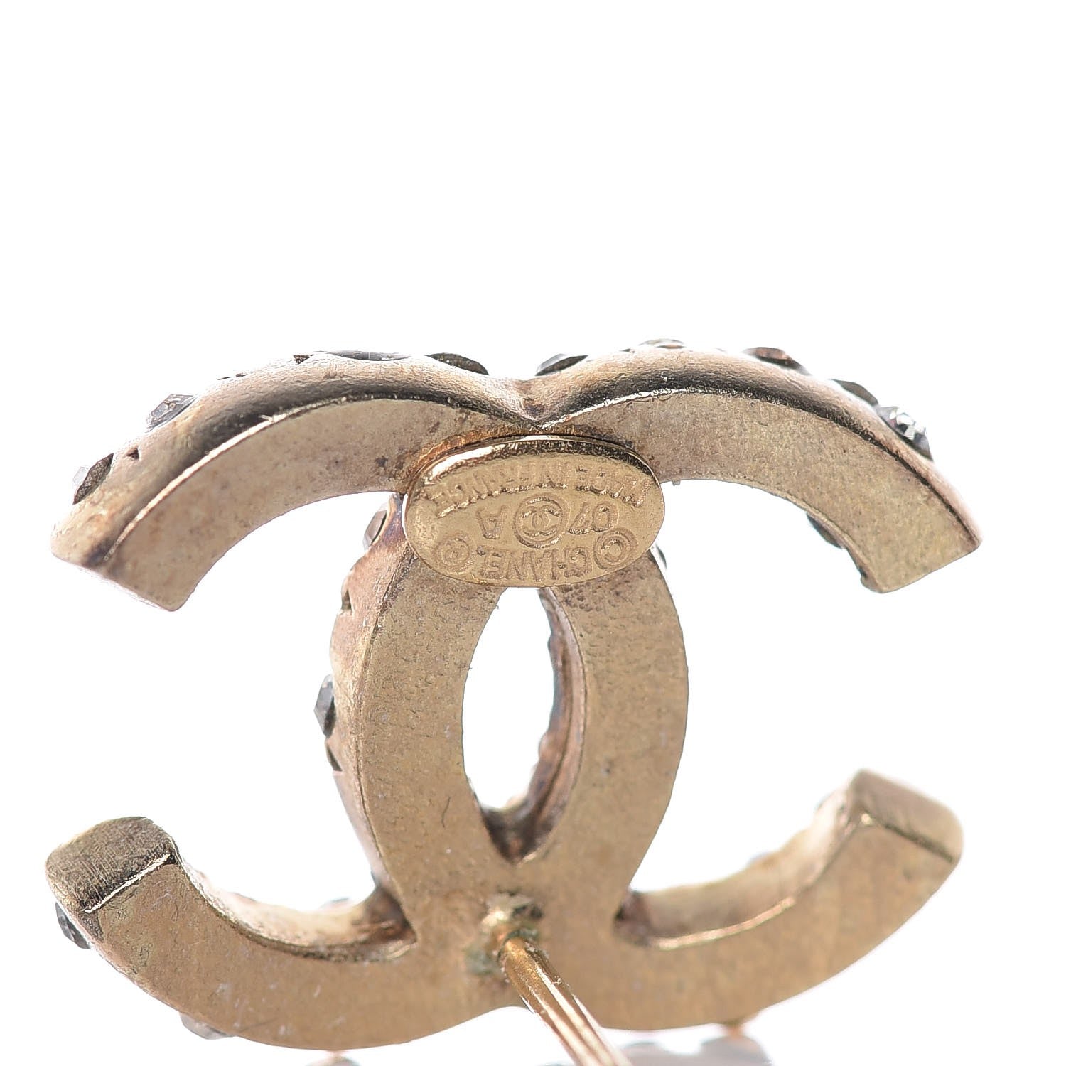 Chanel Crystal CC Earrings Gold 4 of 4