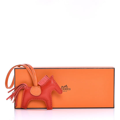 Hermes Milo Lambskin Grigri Rodeo Horse Bag Charm PM Rouge Rose Indien Jaipur Feu 4 of 4