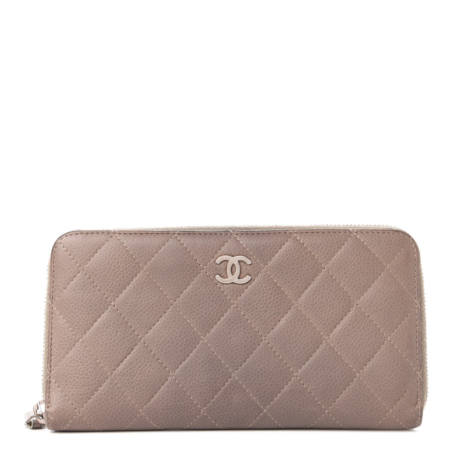 Chanel Caviar Quilted Large Gusset Zip Around Wallet Grey 1 of 12