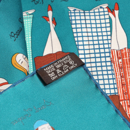 Hermes Silk Les Sportives Pocket Square Vert Bleu 4 of 4