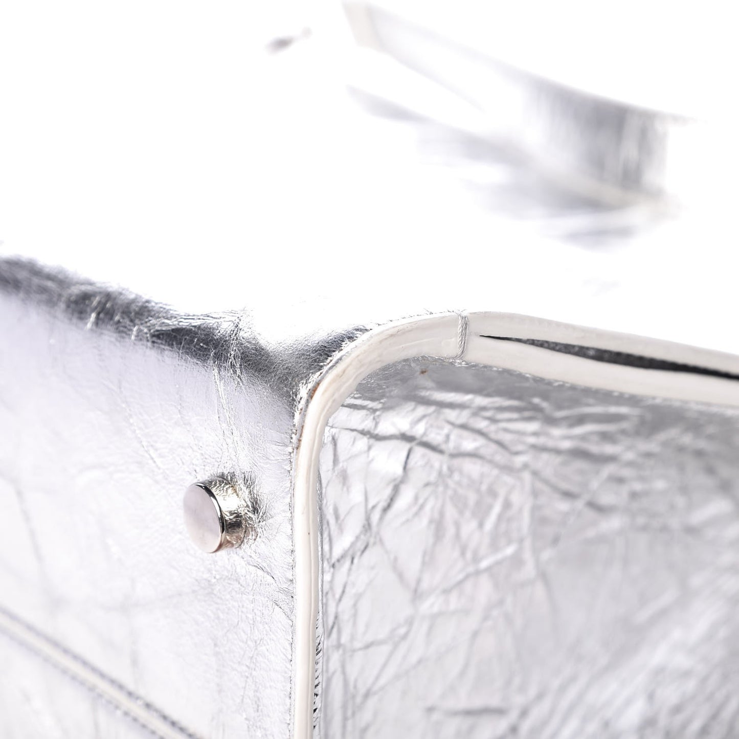 Metallic Calfskin Large Diorever Flap Silver