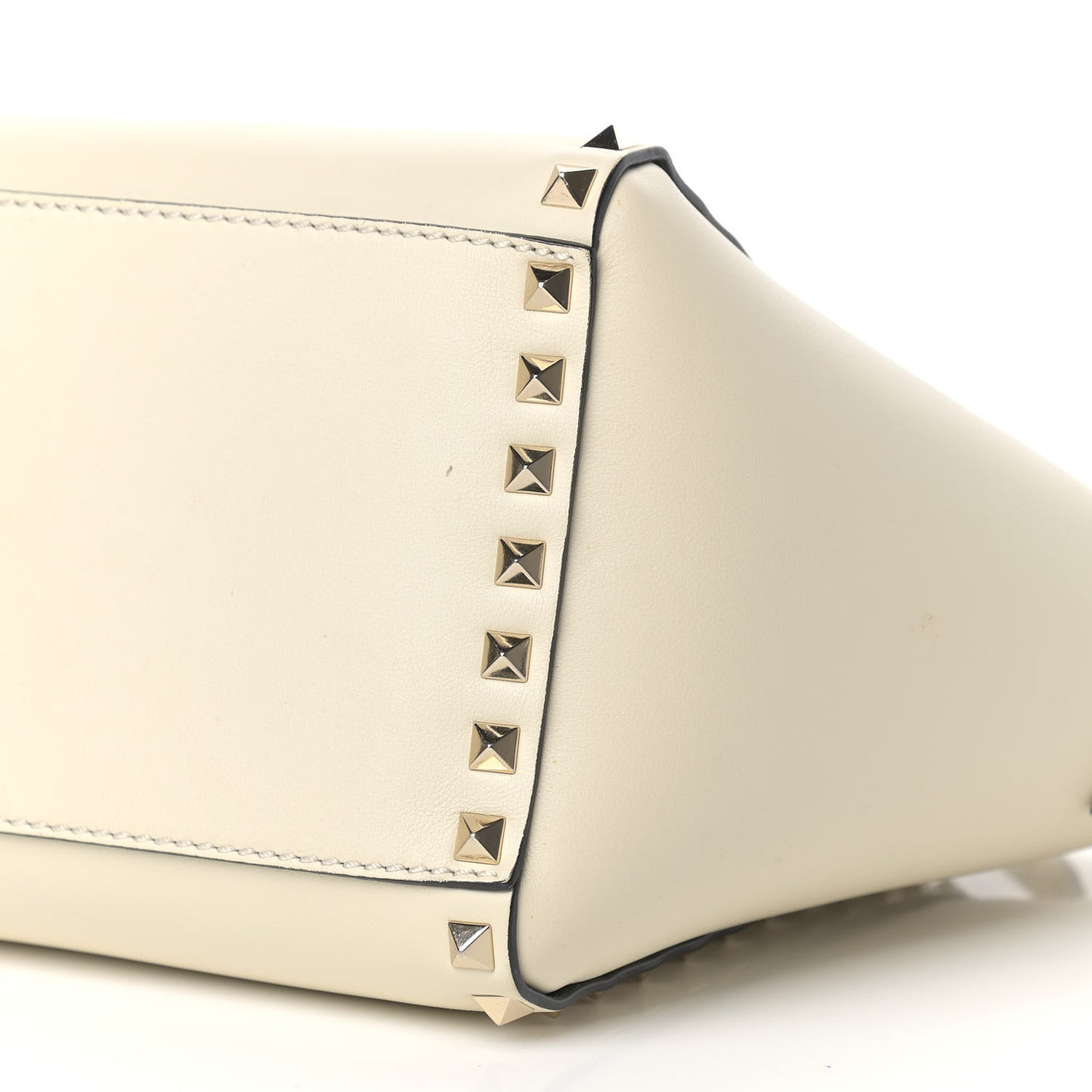 Vitello Small Rockstud Double Handle Tote Ivory