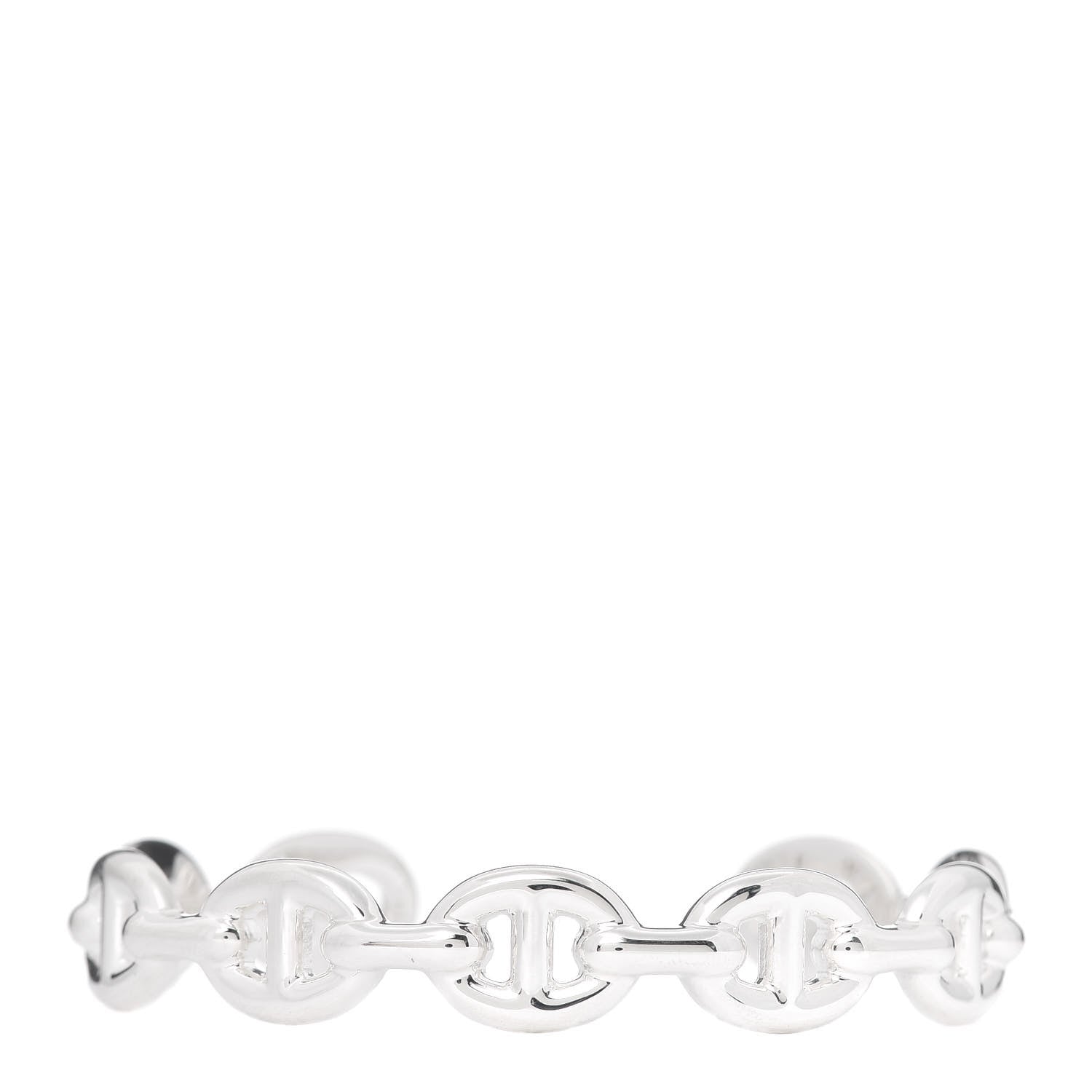 Hermes Sterling Silver MM Chaine d'Ancre Enchainee Cuff Bracelet SH 1 of 5