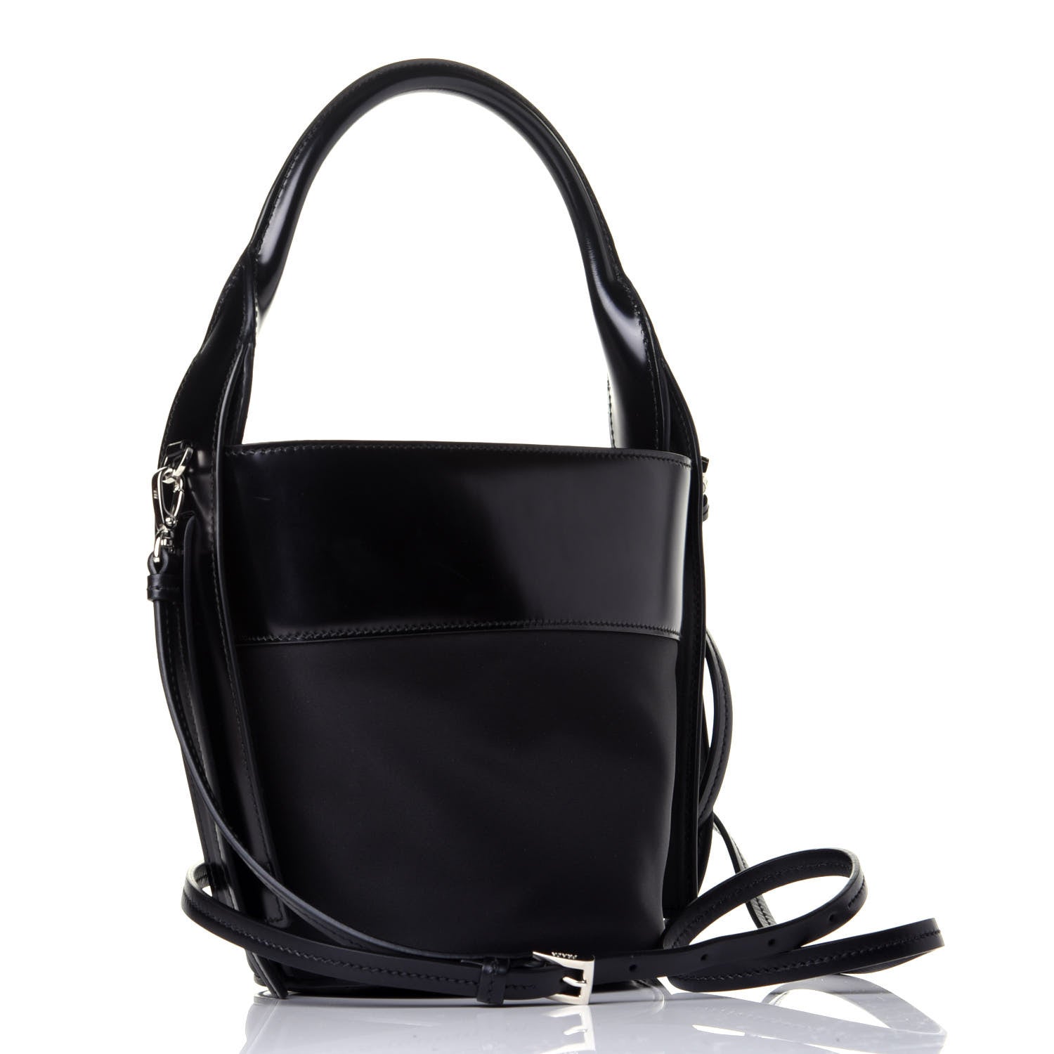 Prada Tessuto Spazzolato Ouverture Bucket Bag Black 4 of 10