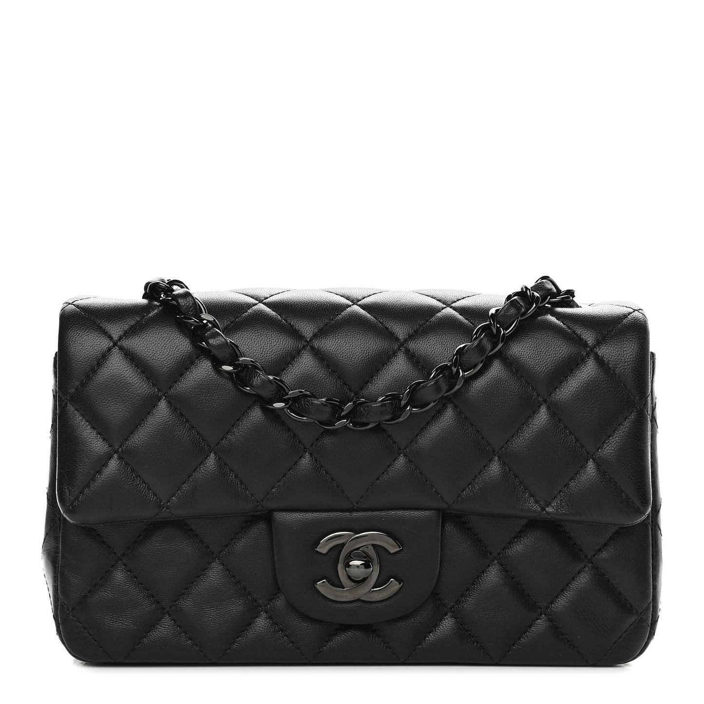 Lambskin Quilted Mini Rectangular Flap So Black