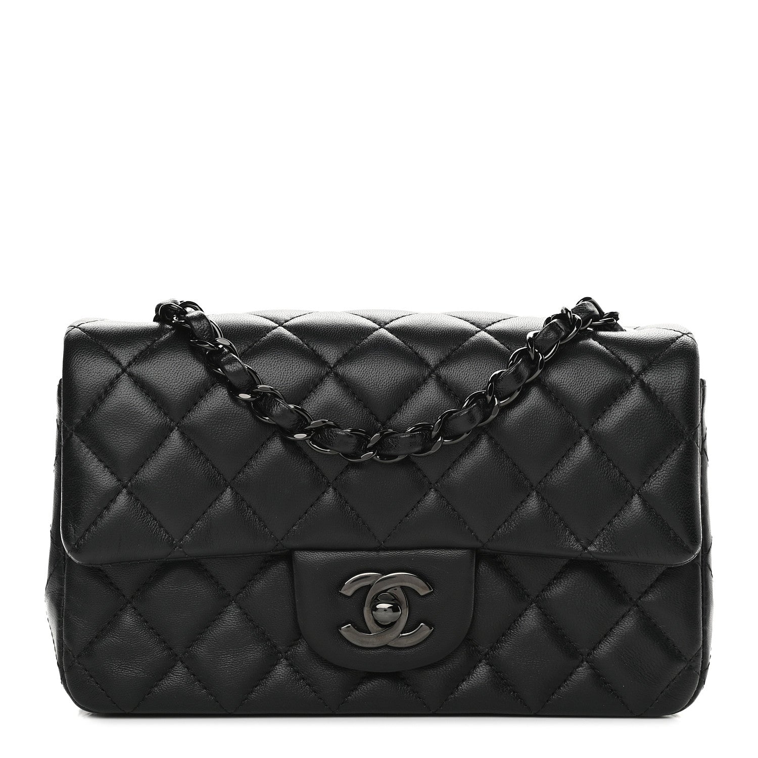 Chanel Lambskin Quilted Mini Rectangular Flap So Black 1 of 9