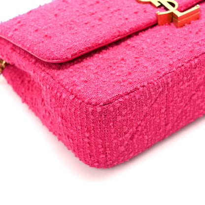 Saint Laurent Boucle Tweed Patchwork Monogram Medium Jamie Baguette Magenta 9 of 10