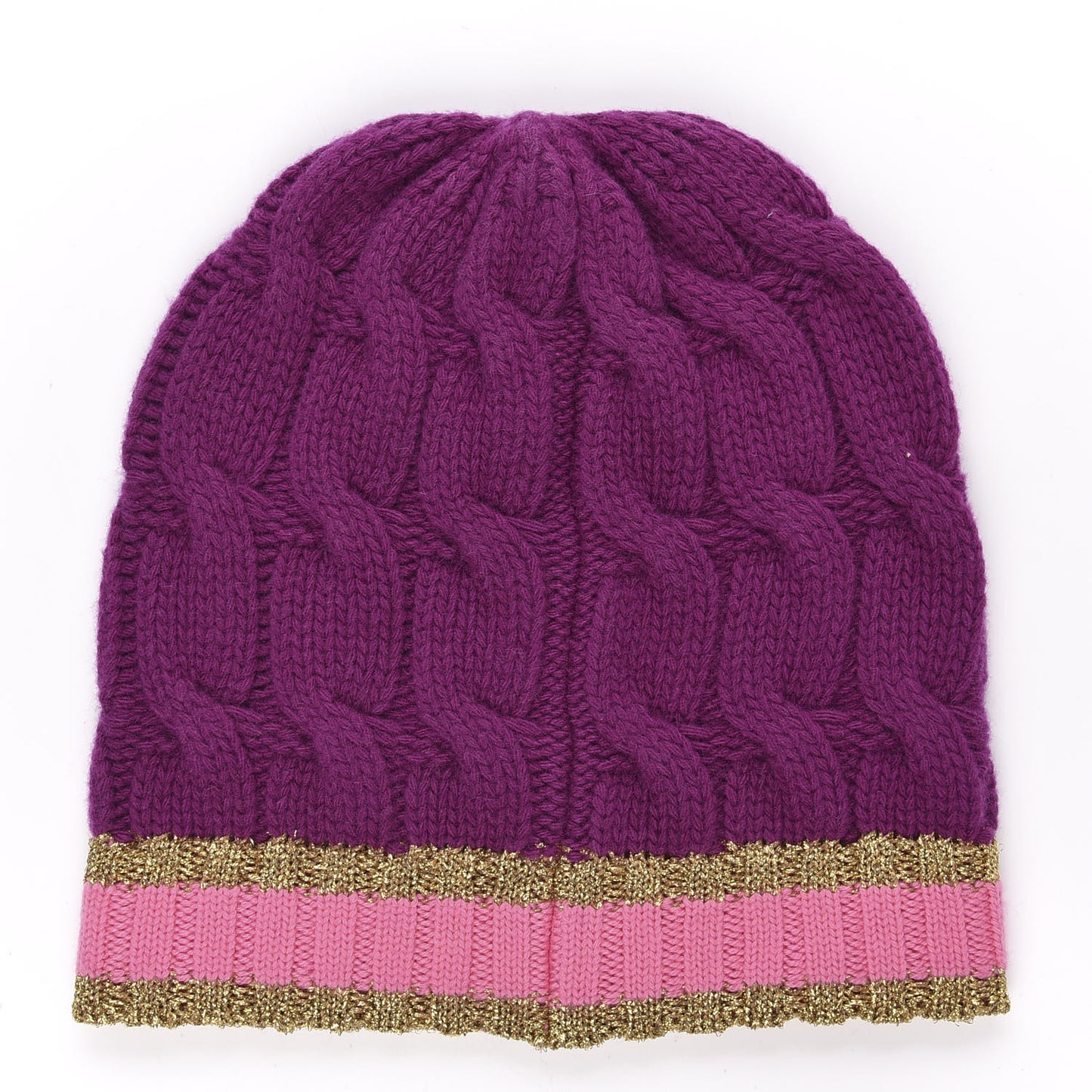Wool Cashmere Polyamide Cable Knit Bonhate Beanie Hat M Magenta Pink