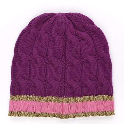 Gucci Wool Cashmere Polyamide Cable Knit Bonhate Beanie Hat M Magenta Pink 3 of 4