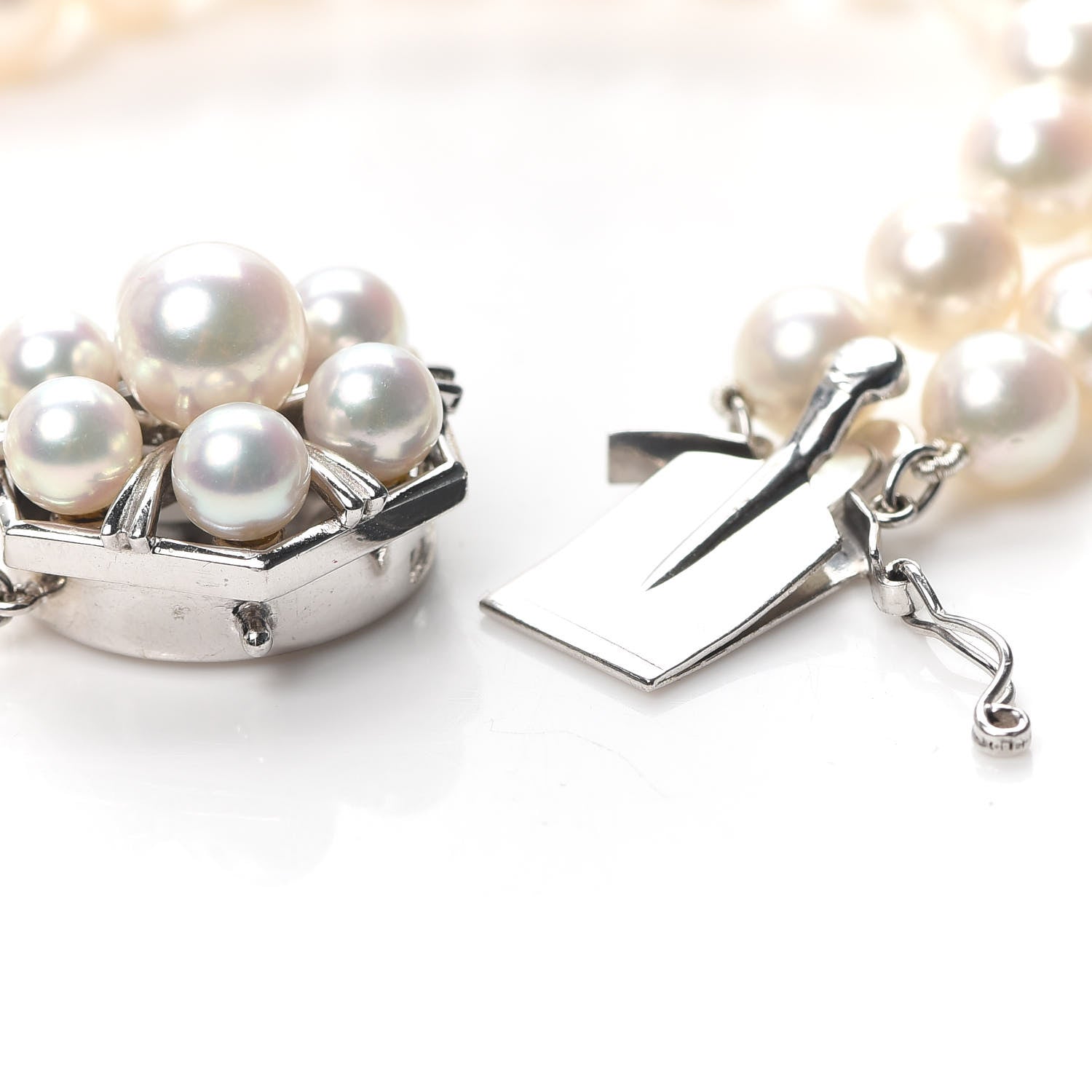 Mikimoto 14K White Gold Akoya Pearl 6-7mm Double Strand Bracelet 6 of 6