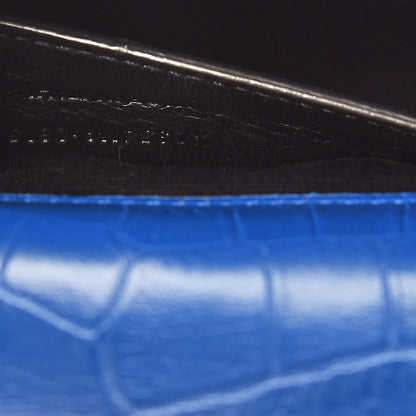 Saint Laurent Calfskin Crocodile Embossed Medium Classic Monogram Kate Tassel Satchel Bleu Majorelle 9 of 9