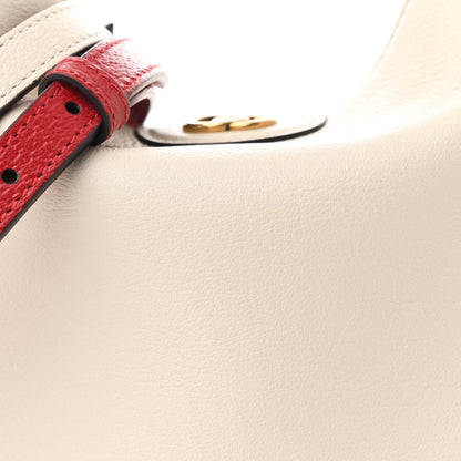 Gucci Softy Wonka Textured Dollar Calfskin Small Diana Shoulder Bag Mystic White Hibiscus Red 8 of 11