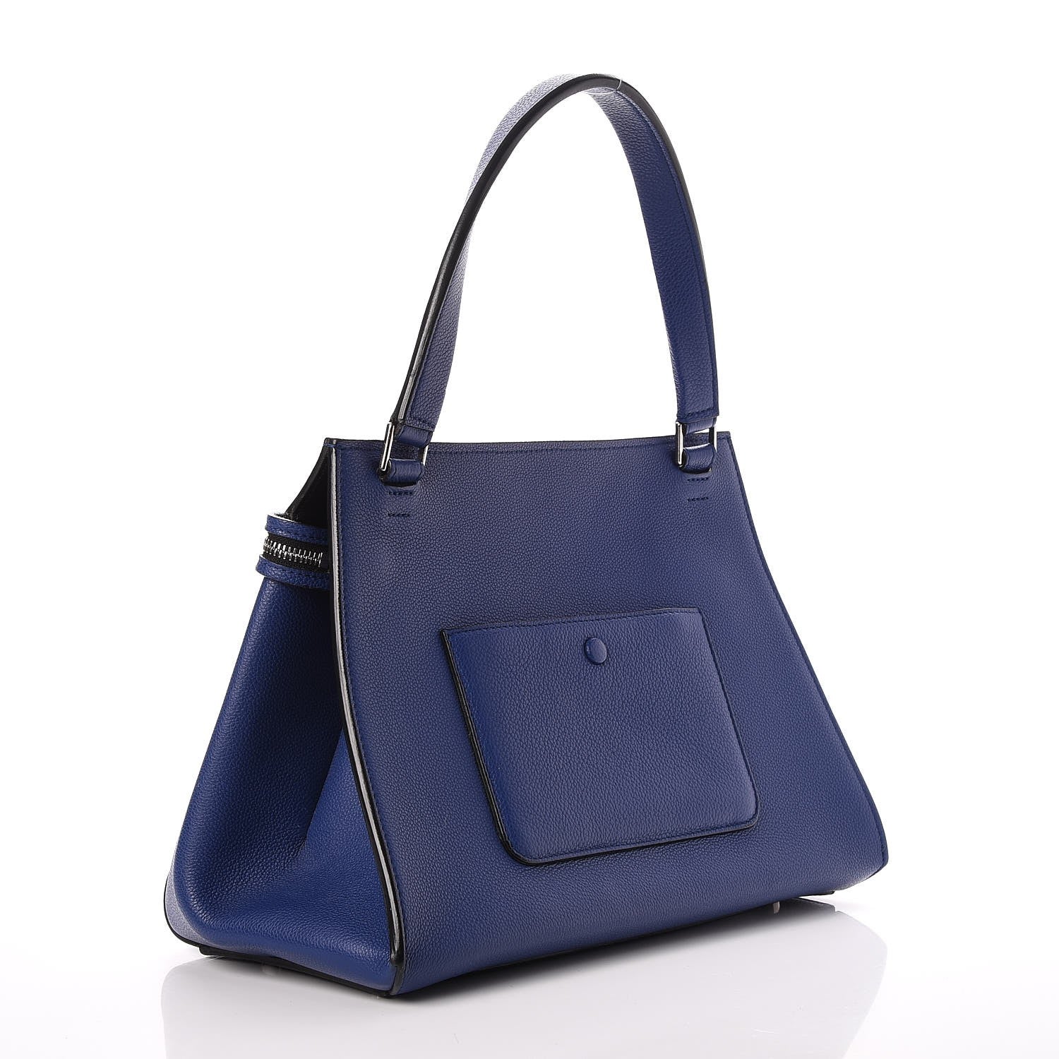 Celine Drummed Calfskin Small Edge Shoulder Bag Indigo 3 of 7