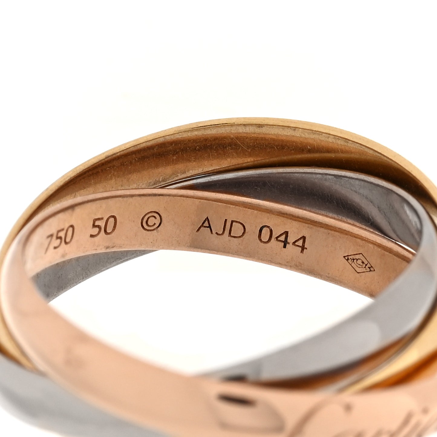 18K Pink Yellow White Gold Small Trinity Ring 50 5.25