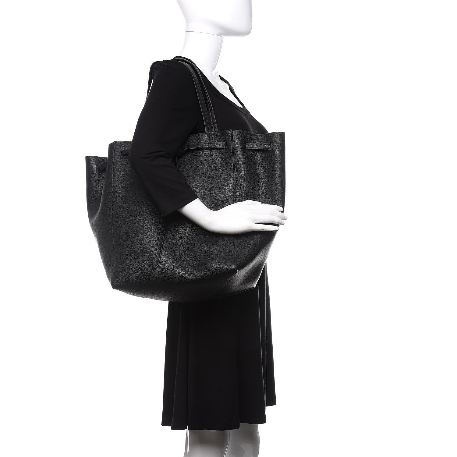 Celine Soft Grained Calfskin Medium Belt Cabas Phantom Black 2 of 11