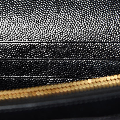 Saint Laurent Grain De Poudre Matelasse Chevron Monogram Chain Wallet Black 7 of 13