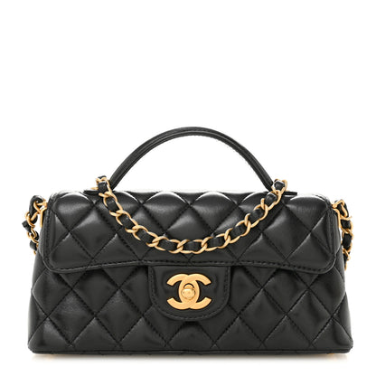 Chanel Lambskin Quilted Mini Flap Top Handle Bag Black 1 of 11