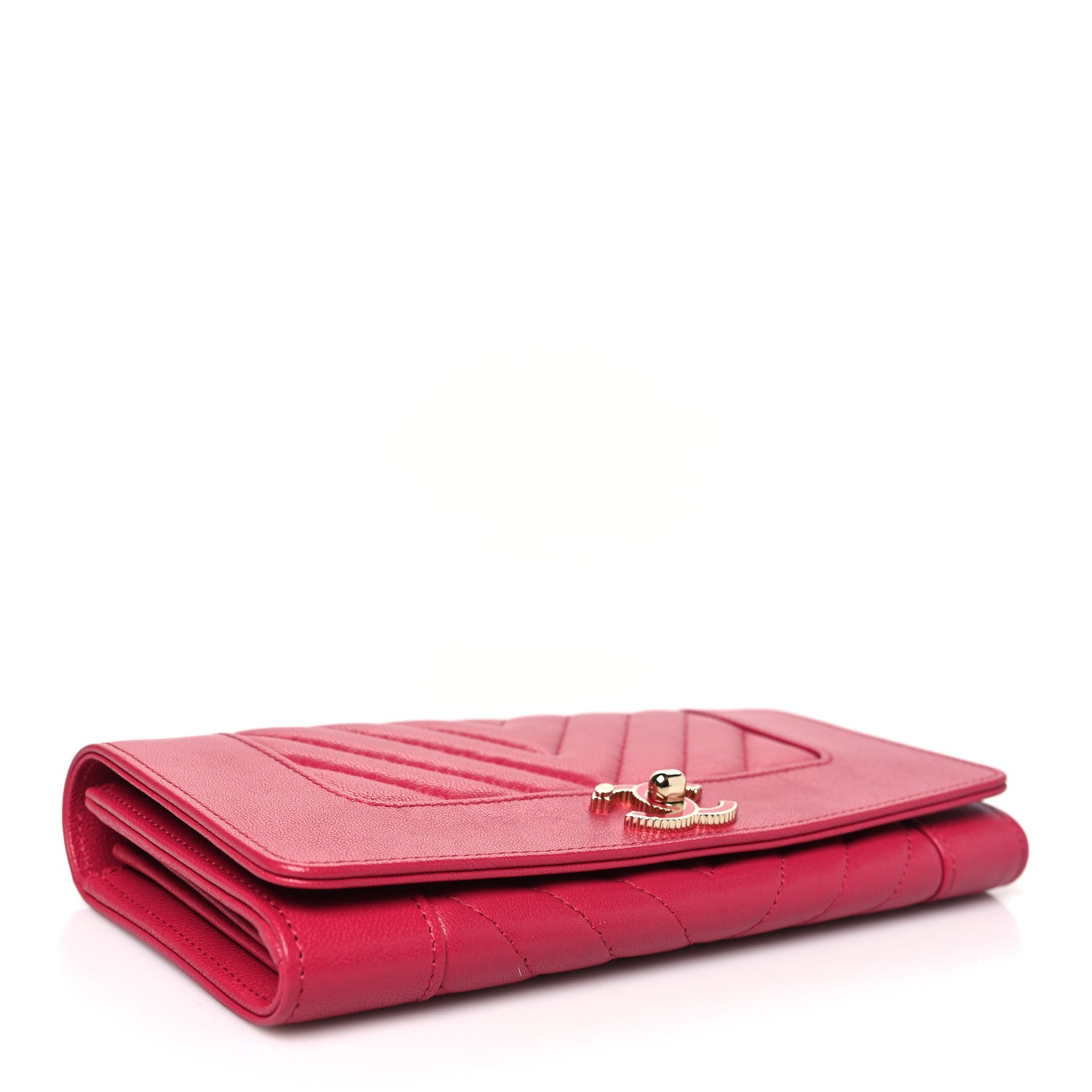 Chanel Sheepskin Chevron Quilted Mademoiselle Vintage Flap Wallet Pink 4 of 10