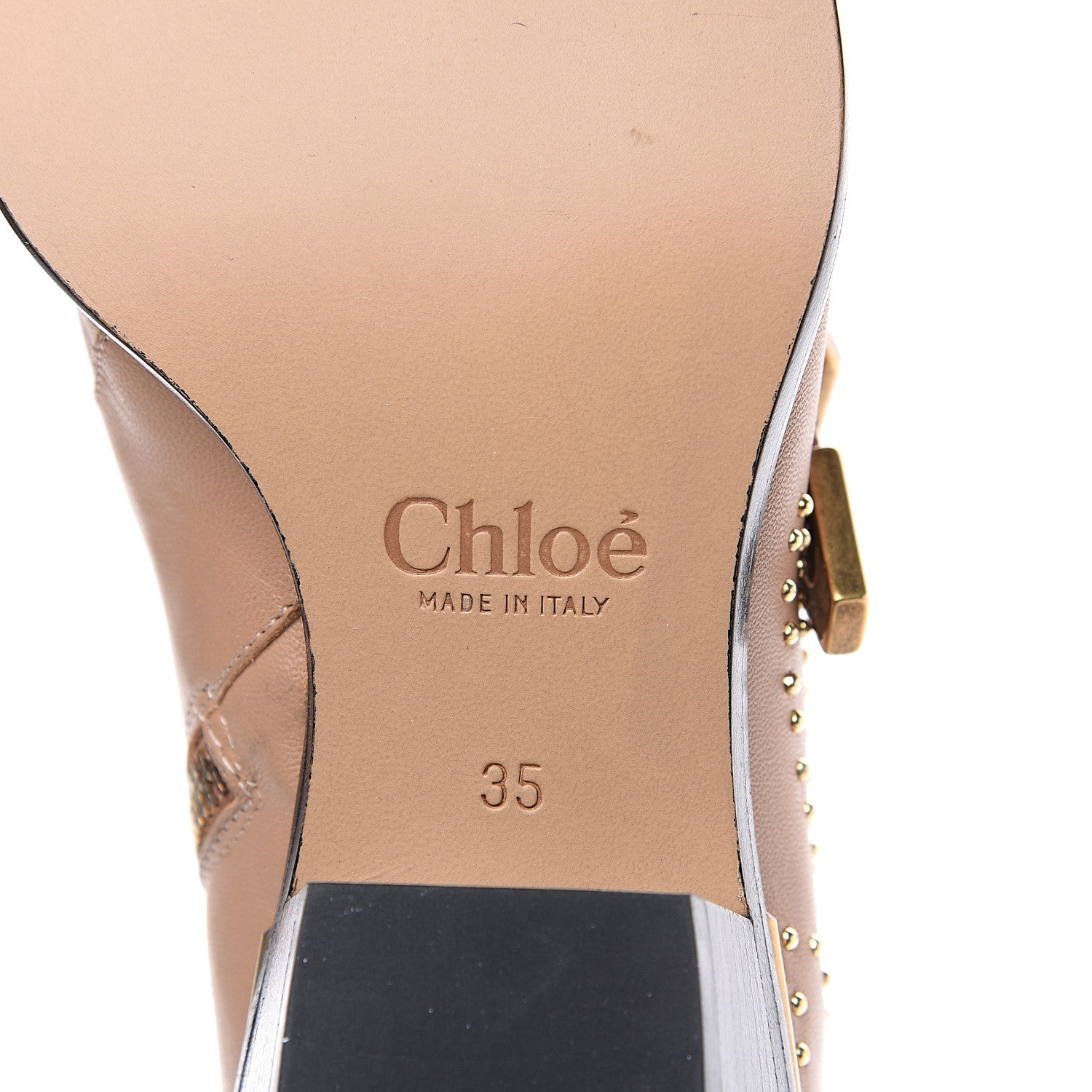 Chloe Nappa Sheepskin Studded Susanna Ankle Boots 35 Reef Shell 6 of 8