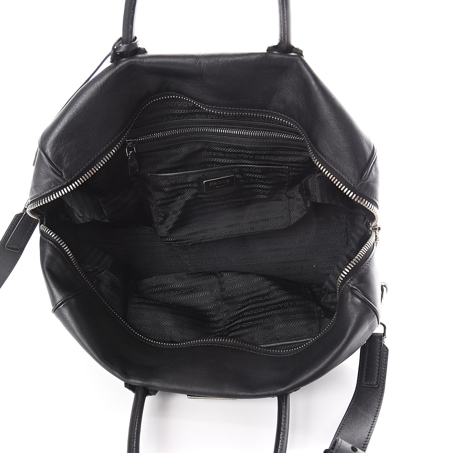 Prada Soft Calfskin Duffle Travel Bag Black 4 of 8