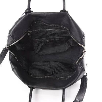 Prada Soft Calfskin Duffle Travel Bag Black 4 of 8
