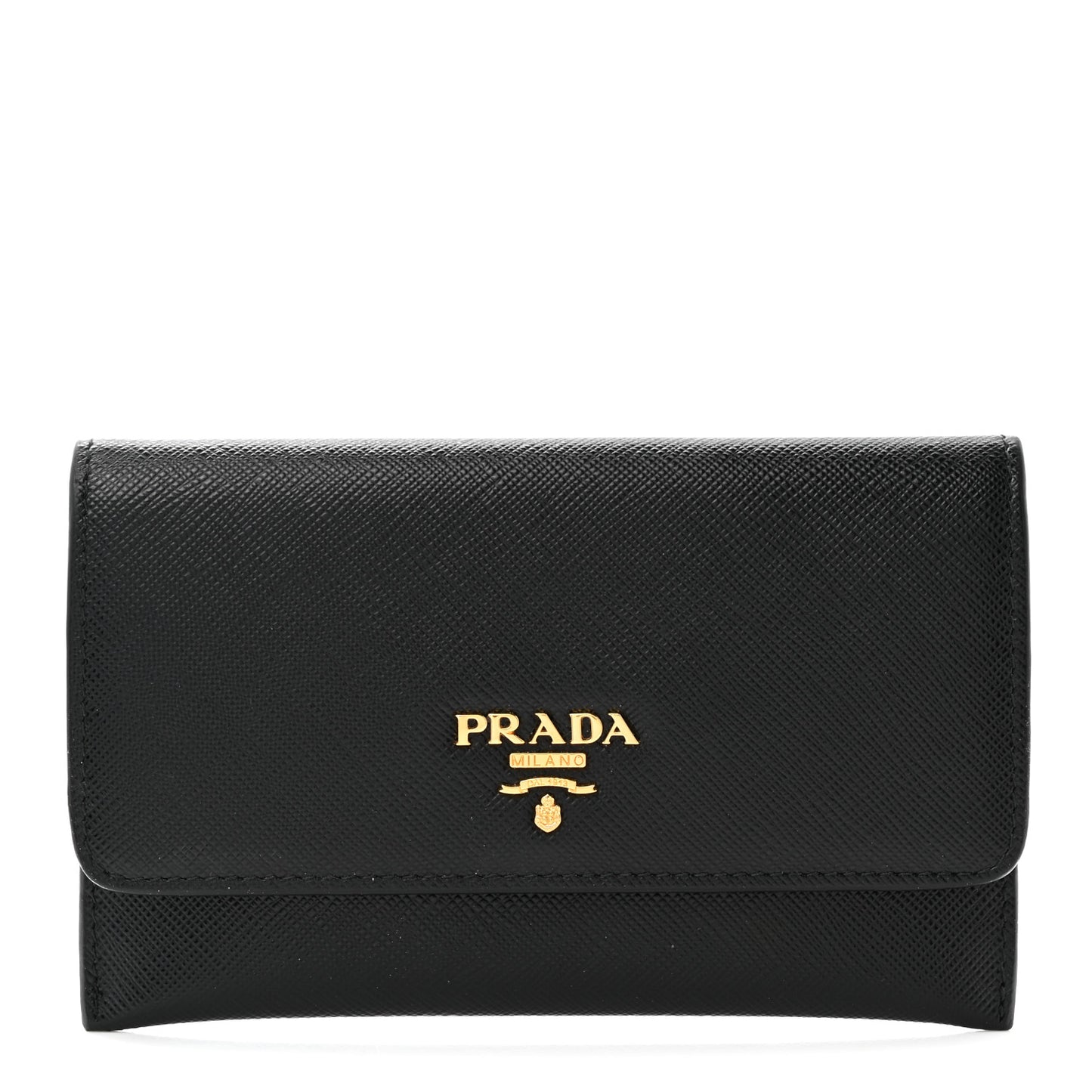 Saffiano Metal Flap Wallet Black