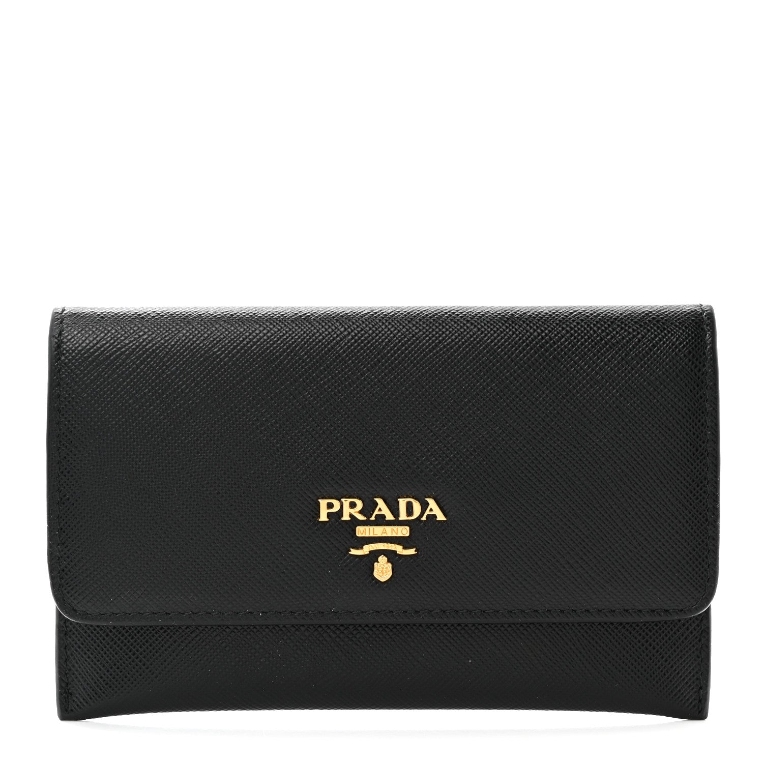 Prada Saffiano Metal Flap Wallet Black 2 of 9