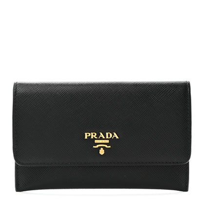 Prada Saffiano Metal Flap Wallet Black 2 of 9