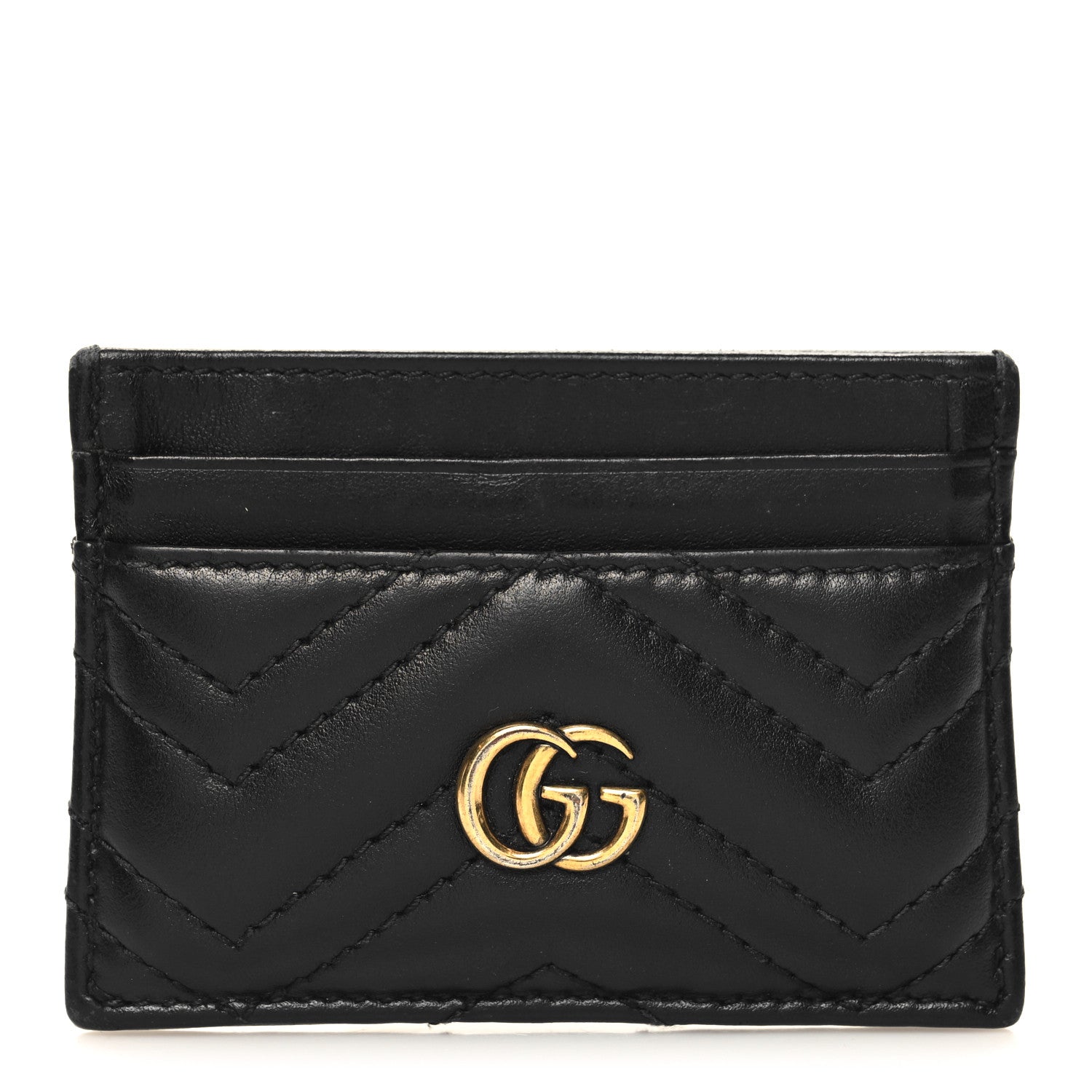 Gucci Calfskin Matelasse GG Marmont Card Holder Black 1 of 8