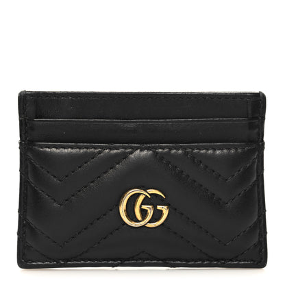 Gucci Calfskin Matelasse GG Marmont Card Holder Black 1 of 8