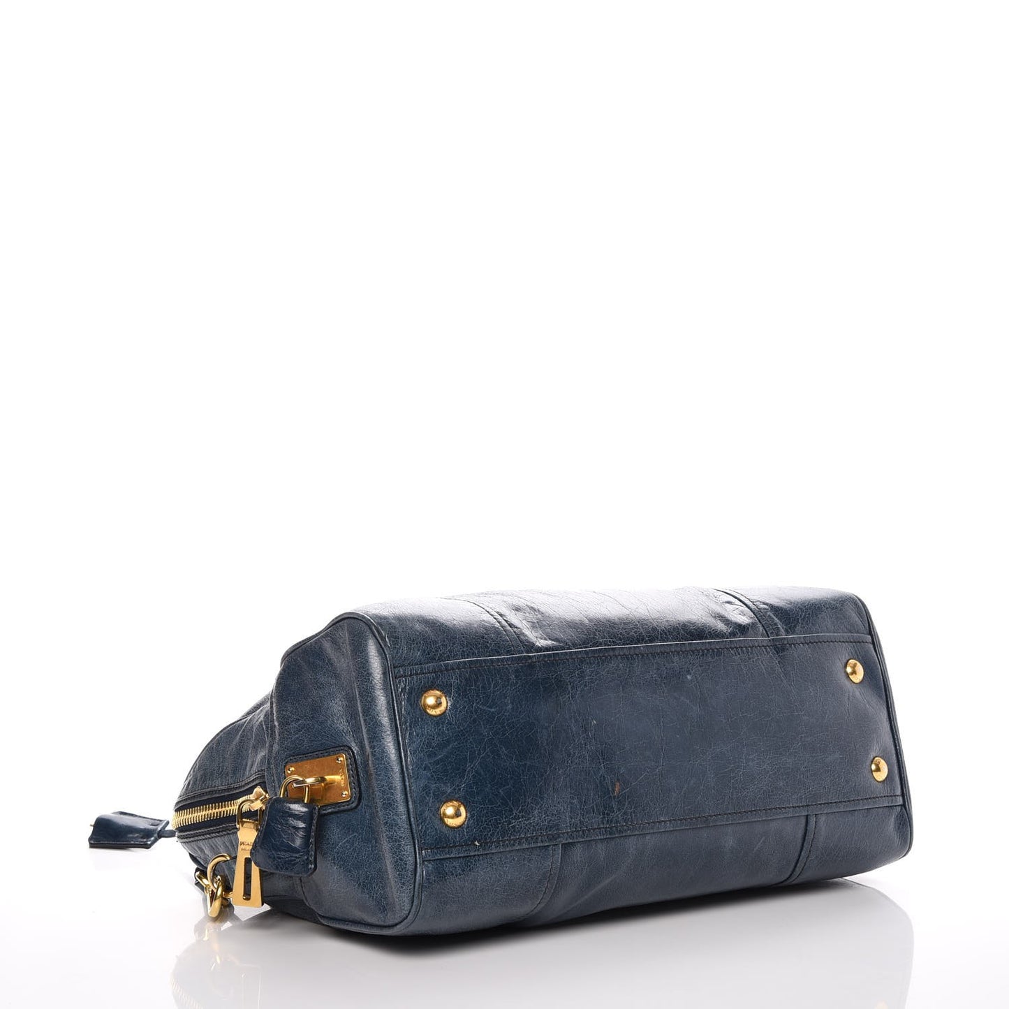 Vitello Shine Shopping Satchel Denim