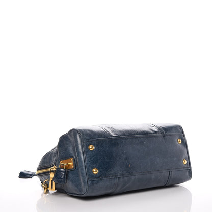 Prada Vitello Shine Shopping Satchel Denim 5 of 13