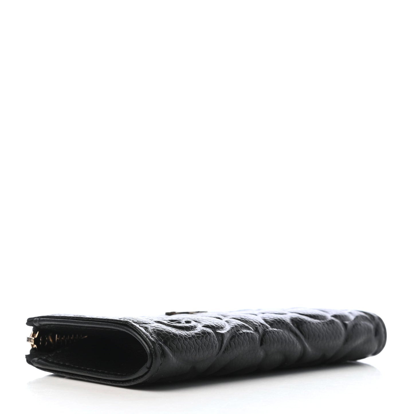 Caviar Camellia Embossed Key Holder Case Black