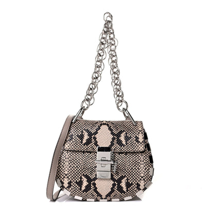 Chloe Calfskin Snake Embossed Mini Drew Bijou Shoulder Bag Eternal Grey 2 of 7
