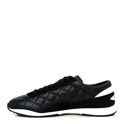 Chanel Calfskin Suede Quilted Womens Sneakers 40.5 Black 1 of 9