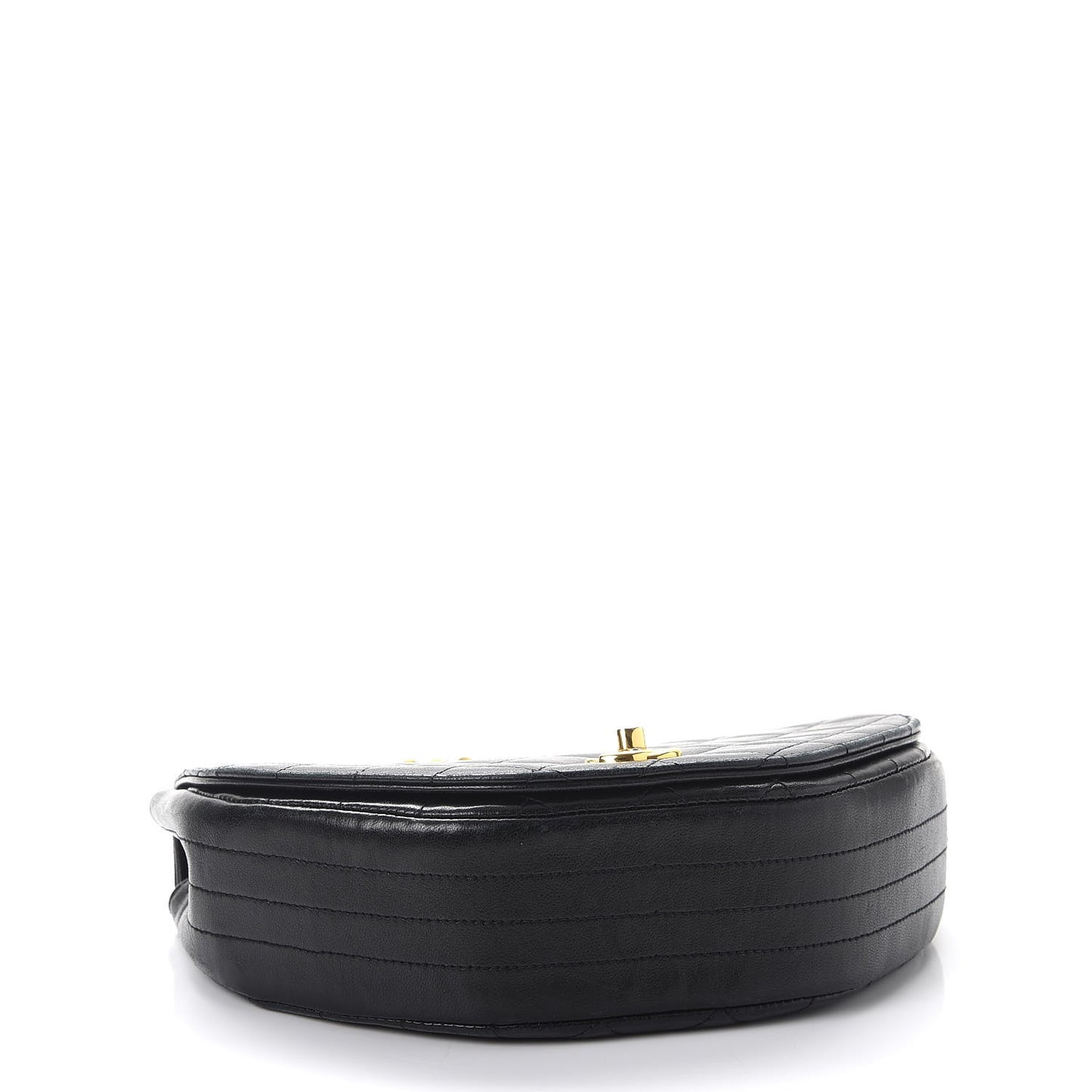 Lambskin Quilted Small Half Moon Flap Black