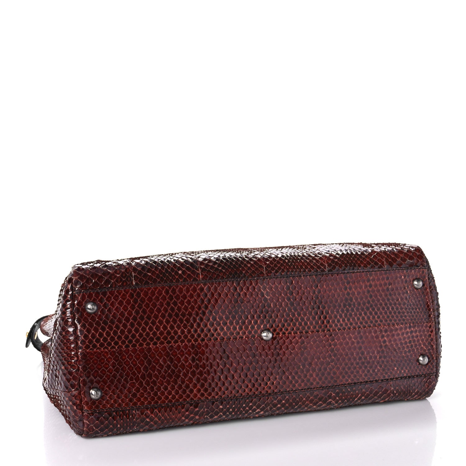 Fendi Snakeskin Medium Peekaboo Iconic Satchel Burgundy 4 of 16