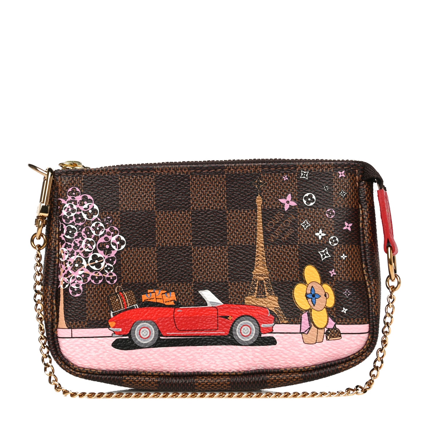 Damier Ebene 2019 Christmas Animation Mini Pochette Accessories Red