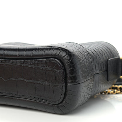 Chanel Calfskin Crocodile Embossed Small Gabrielle Cocodile Hobo Black 10 of 11