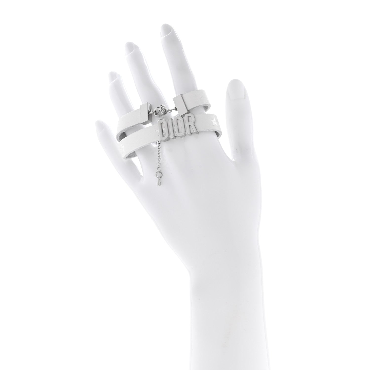 Christian Dior Calfskin Star Dior Double Bracelet White 2 of 5