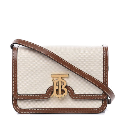 Burberry Canvas Calfskin Small TB Bag Natural 1 of 8