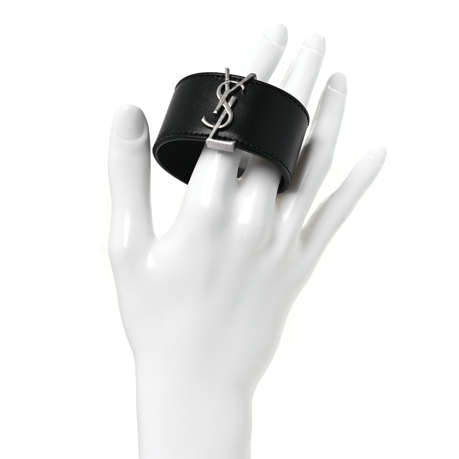 Saint Laurent Calfskin Monogram Bracelet Black 2 of 6