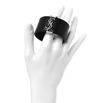 Saint Laurent Calfskin Monogram Bracelet Black 2 of 6