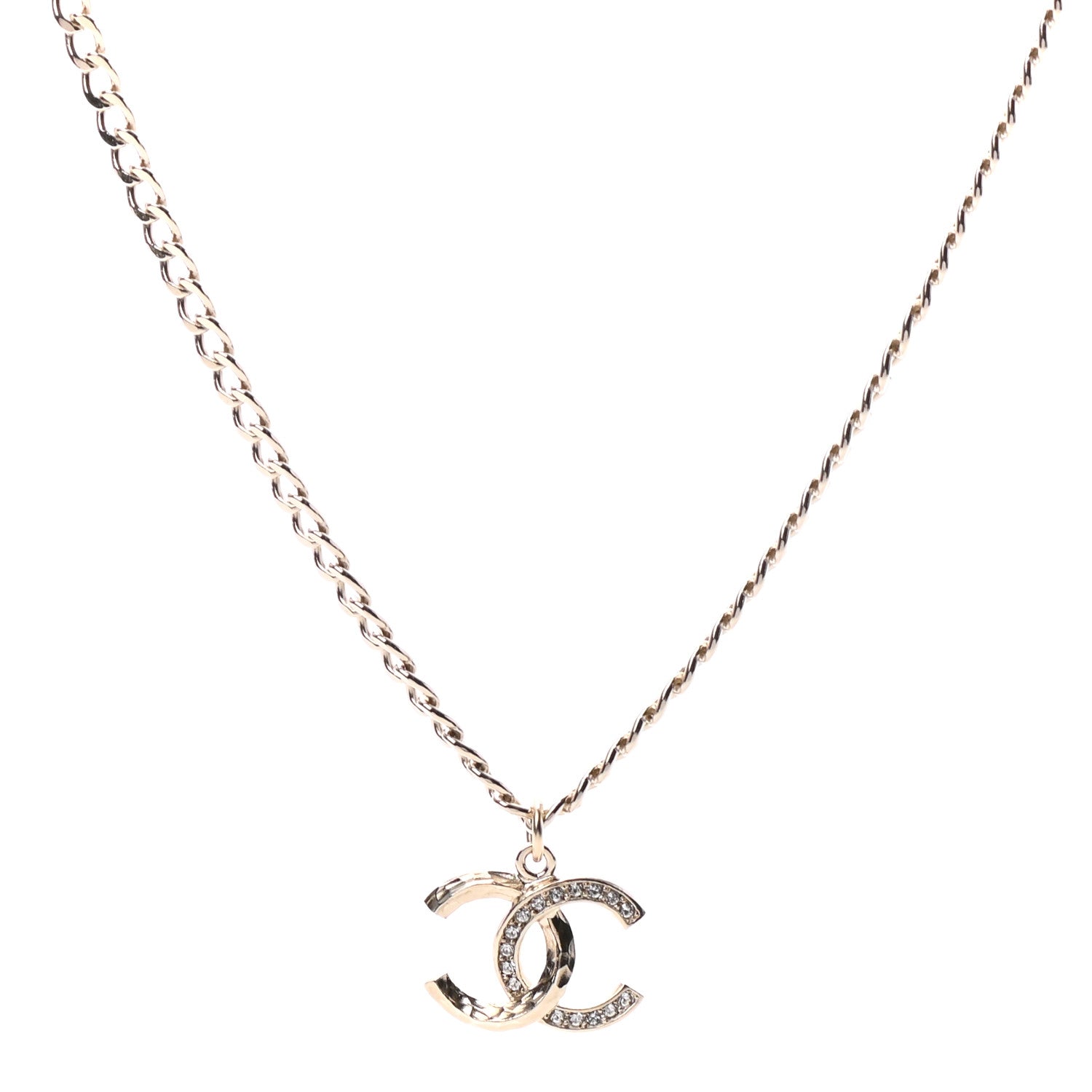 Chanel Pearl Crystal CC Necklace Gold 1 of 5