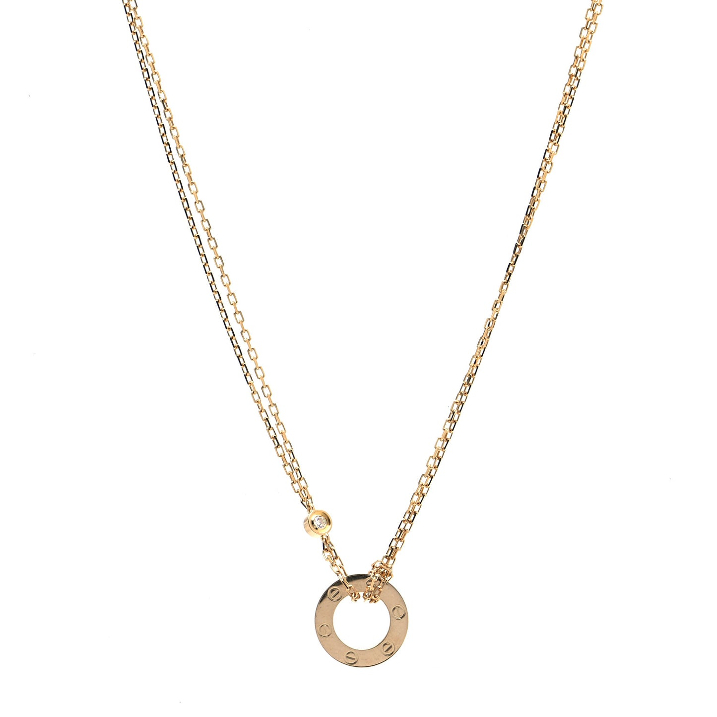 18K Yellow Gold 2 Diamond LOVE Necklace