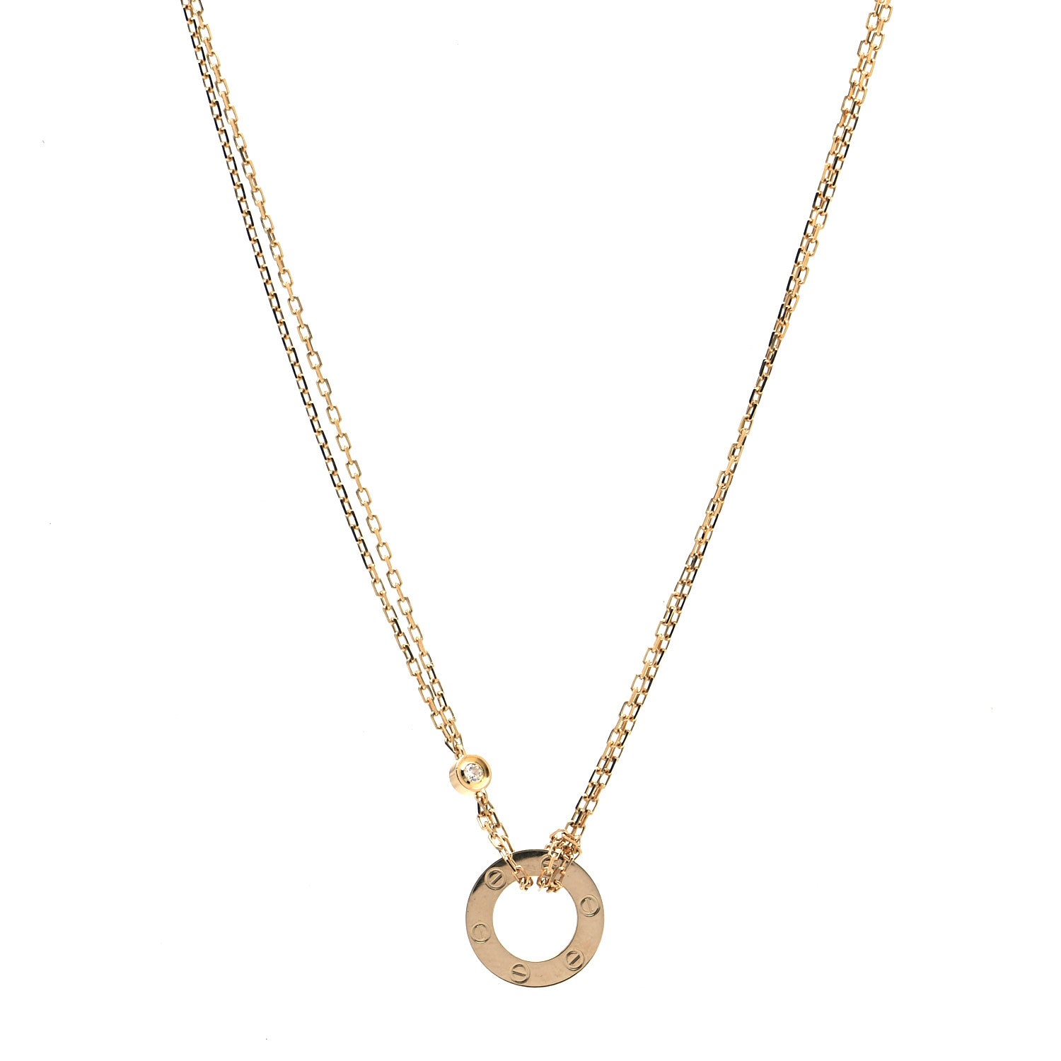 Cartier 18K Yellow Gold 2 Diamond LOVE Necklace 1 of 6