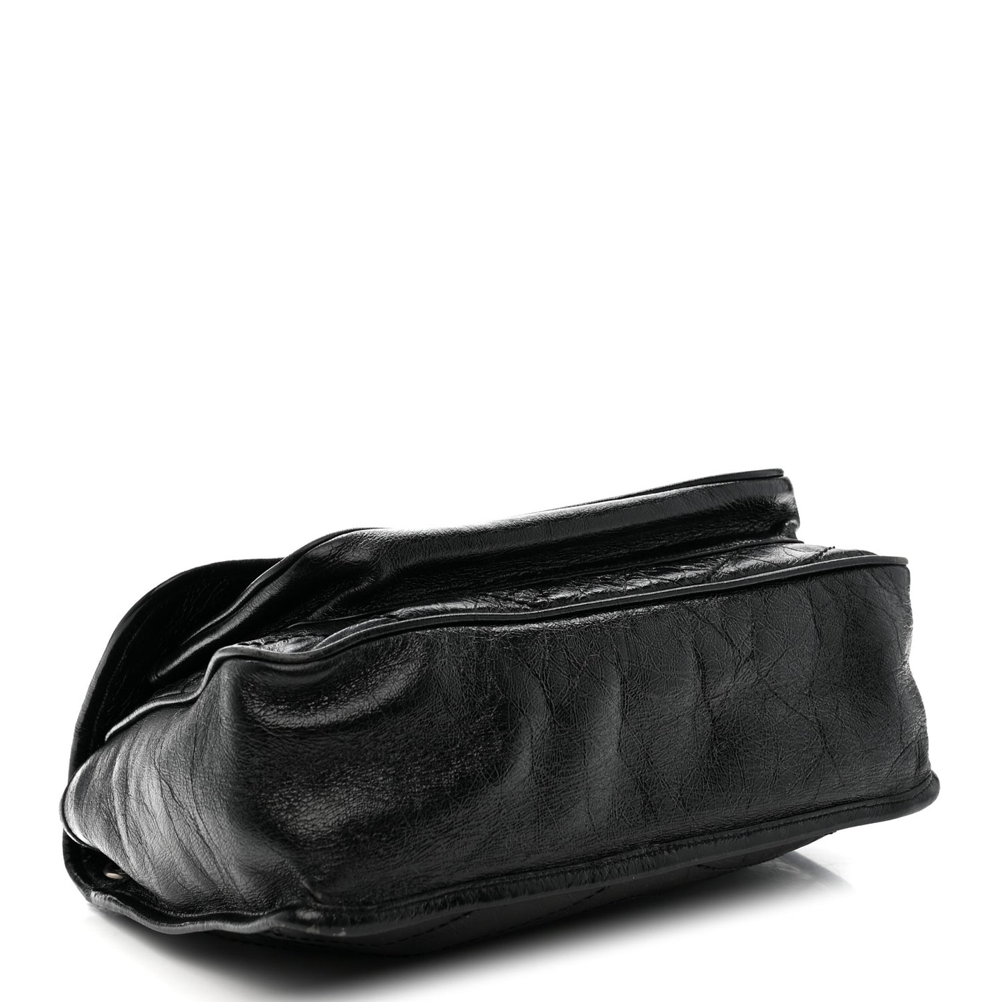 Crinkled Calfskin Matelasse Monogram Medium Niki Chain Satchel Black