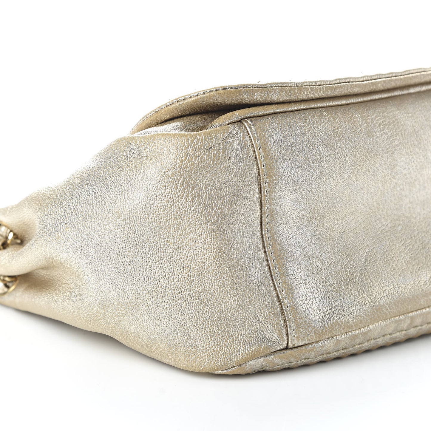 Metallic Goatskin Luxe Ligne Flap Light Gold
